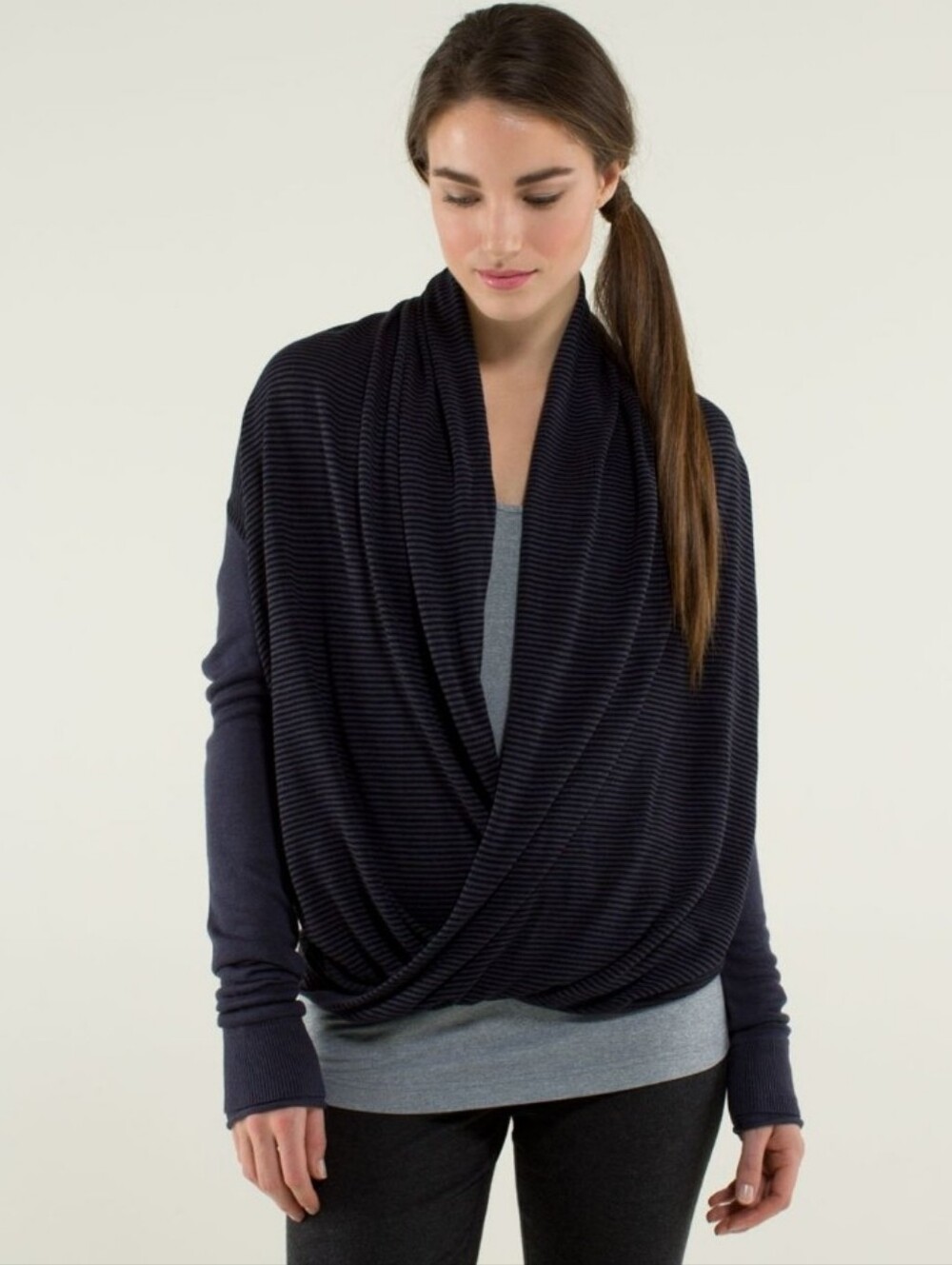 Lululemon Iconic Blue Black Wrap Sweater Top